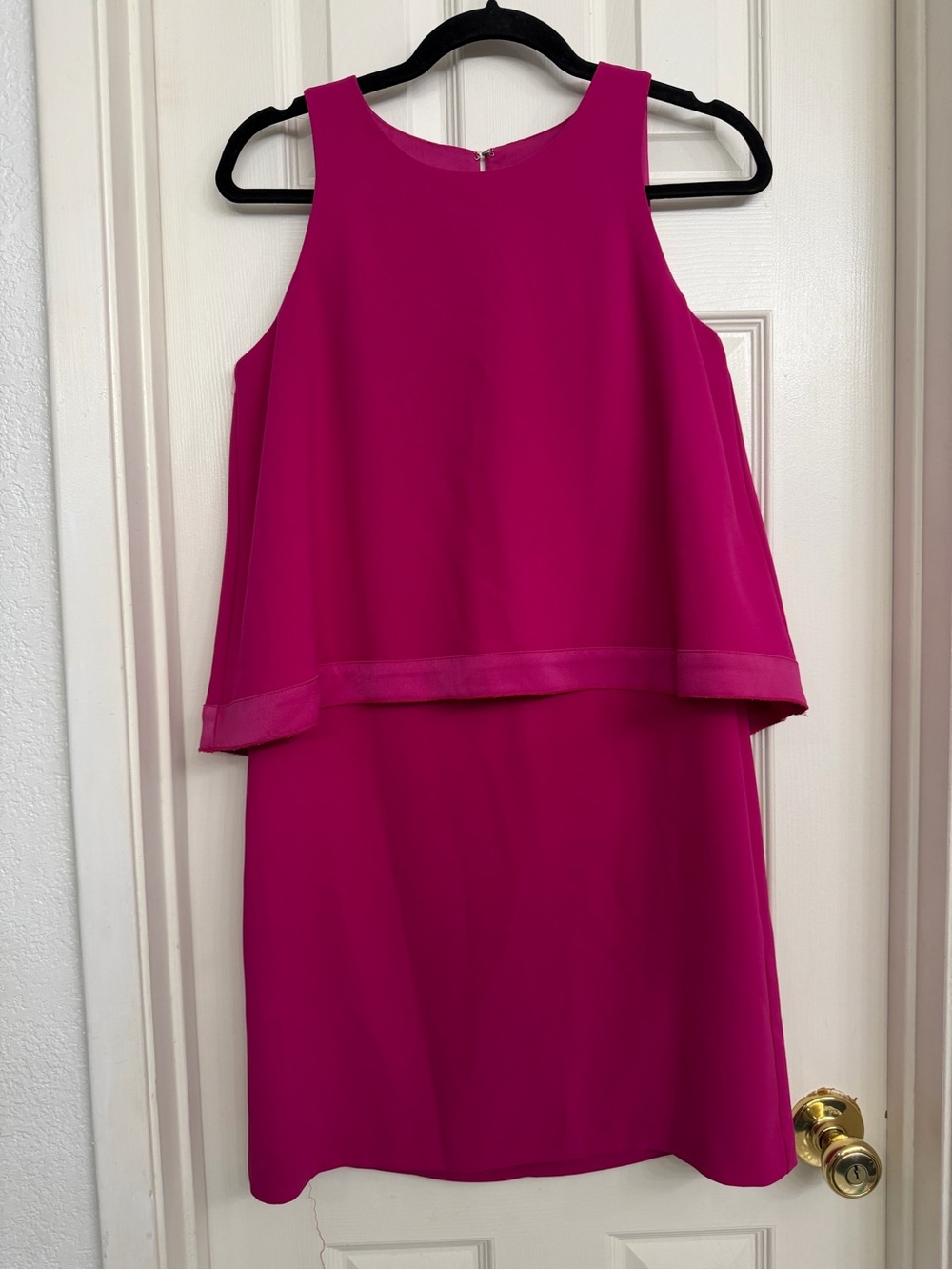 7183 Trina Turk Bright Fuchsia Sleeveless Layered Shift Dress